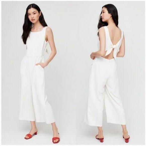 Aritzia Wilfred Ecoulement Jumpsuit Tie-back Sleeveless White Crepe 2 NWT - Picture 9 of 9